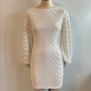 Elegant White Sequin Dress small